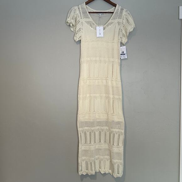 NWT Jessica Simpson Trinity Crochet Sweater Dress XS Ivory Boho Festival Cottage - Picture 1 of 11